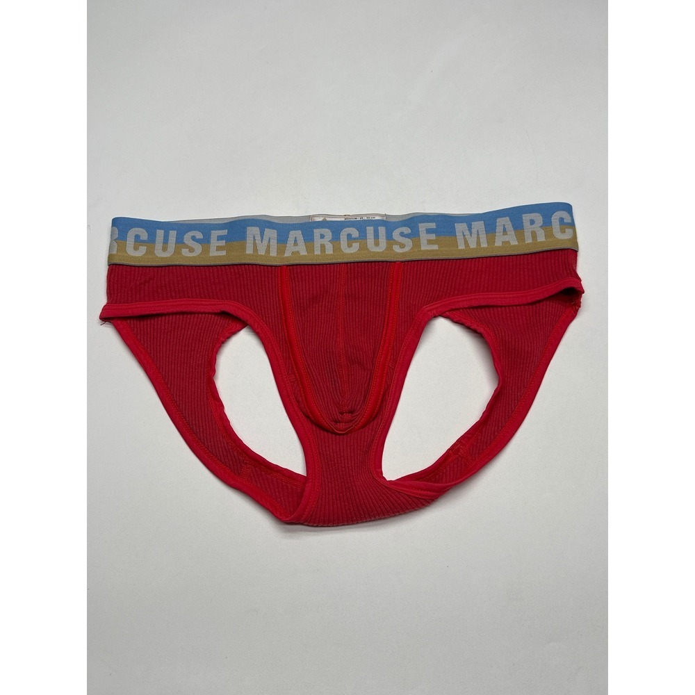 Marcuse Men's Ribbed Jock Strap Underwear Medium Red Blue Gold